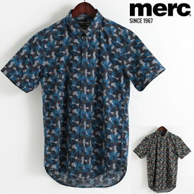 メルクロンドン Merc London 半袖シャツ カモプリント 2色 ブルー カーキ W1 プレミアム メンズ モッズファッション ギフト トラッド