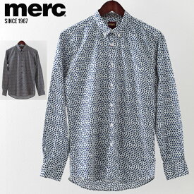 メルクロンドン メンズ 長袖シャツ Merc London リーフプリント 2色 ネイビー オフホワイト モッズファッション ギフト トラッド