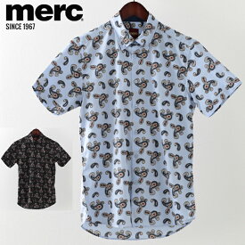 メルクロンドン メンズ 半袖シャツ Merc London ペイズリープリント 2色 ブラック ボーイブルー モッズファッション ギフト トラッド