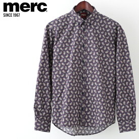 メルクロンドン メンズ ペイズリーシャツ Merc London 長袖シャツ ネイビー モッズファッション ギフト トラッド