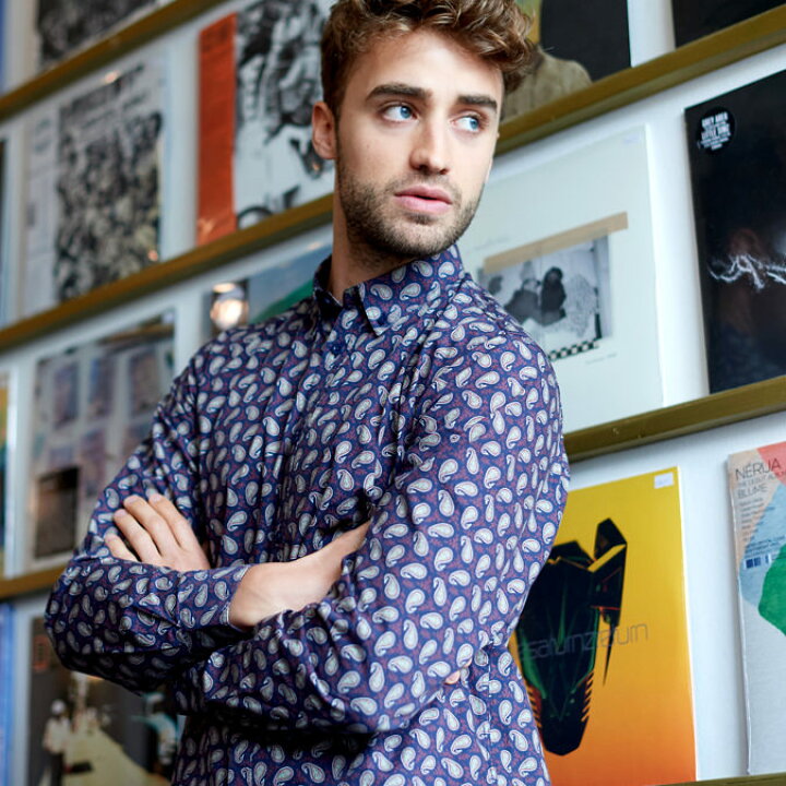 楽天市場 メルクロンドン メンズ ペイズリーシャツ Merc London 長袖シャツ ネイビー モッズファッション ギフト トラッド 父の日 Clozest モッズメンズレディース