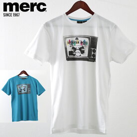 メルクロンドン メンズ Tシャツ テレビ TV Merc London W1 プレミアム 2色 ホワイト ブライトブルー モッズファッション ギフト トラッド
