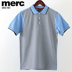 メルクロンドン メンズ ポロシャツ ポロ ジオプリント Merc London W1 プレミアム ダストブルー モッズファッション ギフト トラッド