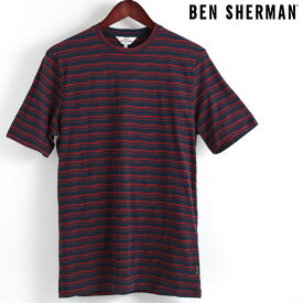 ベンシャーマン Ben Sherman Tシャツ ストライプ クルーネック ネイビー メンズ ギフト トラッド