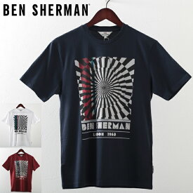 ベンシャーマン メンズ Tシャツ アート サークル Ben Sherman 3色 ネイビー バーガンディー ホワイト ギフト トラッド