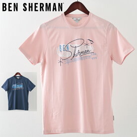 ベンシャーマン メンズ Tシャツ Ben Sherman スプリング リゾート ロゴ 2色 ライトピンク ダークブルー ギフト トラッド