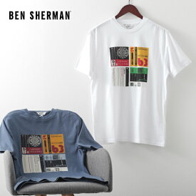 ベンシャーマン メンズ Tシャツ カセット インレイ Ben Sherman 2色 ライトインディゴ ホワイト レギュラーフィット ギフト トラッド