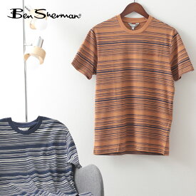 Ben Sherman ベンシャーマン メンズ Tシャツ ストライプ 2色 オレンジ ネイビー コットン レギュラーフィット ギフト トラッド