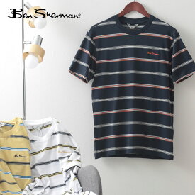 Ben Sherman ベンシャーマン メンズ Tシャツ ストライプ 3色 ネイビー イエロー ホワイト レトロ コットン レギュラーフィット ギフト トラッド