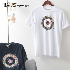 Ben Sherman ベンシャーマン メンズ Tシャツ 半袖 ペイントターゲットマークプリント 2色 ダークネイビー ホワイト オーガニックコットン レギュラーフィット イギリス ギフト トラッド