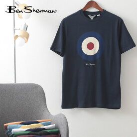 Ben Sherman ベンシャーマン メンズ Tシャツ 半袖 ターゲットマークプリント 2024 新色 オレンジ ネイビー グリーン ブルー ホワイト ワイン ブラック グレー オレンジ ライトグリーン クリーム オーガニックコットン レギュラーフィット クルーネック イギリス トラッド