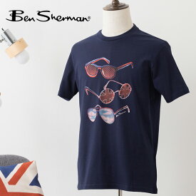 Ben Sherman ベンシャーマン メンズ Tシャツ 半袖 サマーシェードグラフィック マリン サングラスプリント オーガニックコットン レギュラーフィット クルーネック イギリス ギフト トラッド