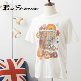 Ben Sherman ベンシャーマン メンズ Tシャツ 半袖 1960's インスパイアデザイン 60年代 新作 20アイボリー コットン レギュラーフィット クルーネック ユニセックス イギリス ギフト トラッド