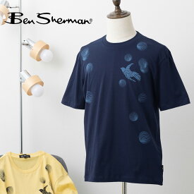 Ben Sherman ベンシャーマン メンズ Tシャツ 半袖 ジオバードプリント 新作 20レモン マリン コットン リラックスフィット クルーネック ユニセックス イギリス ギフト トラッド
