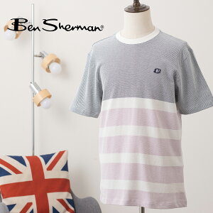 Ben Sherman �x���V���[�}�� �u���b�N�X�g���C�v T�V���c ���� �_�[�N�l�C�r�[ �R�b�g�� �����b�N�X�t�B�b�g �N���[�l�b�N �e�N�X�`���[�h���H ���j�Z�b�N�X �C�M���X �M�t�g �g���b�h �����Y
