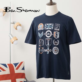 Ben Sherman ベンシャーマン グラフィック プリント Tシャツ 半袖 2024 新作 ダークネイビー スクータークラブ オーガニックコットン シンプル プリント レギュラーフィット クルーネック ユニセックス 60年代 イギリス ギフト トラッド メンズ