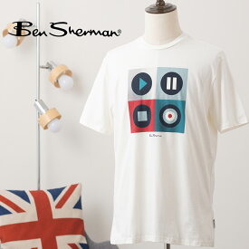 Ben Sherman ベンシャーマン グラフィック プリント Tシャツ 半袖 2024 新作 スノーホワイト 80s プレイ ビデオテープ カセットテープ オーガニックコットン シンプル プリント レギュラーフィット クルーネック ユニセックス 80年代 イギリス ギフト トラッド メンズ