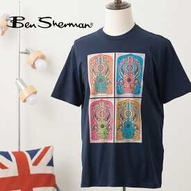 Ben Sherman ベンシャーマン グラフィック プリント Tシャツ 半袖 2024 新作 ダークネイビー ギターフェスティバルポスター ギター オーガニックコットン シンプル プリント レギュラーフィット クルーネック ユニセックス イギリス ギフト トラッド メンズ