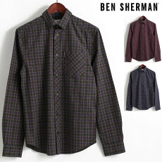 ベンシャーマンBenSherman長袖シャツマールタータンチェック17AW新作3色ダークグリーンワインダークネイビーレギュラーフィットボタンダウンメンズプレゼントギフト