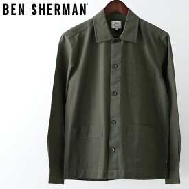 ベンシャーマン Ben Sherman オーバーシャツ バッジ 2WAY ダークグリーン メンズ レギュラーフィット MOD ギフト トラッド