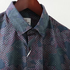 ベンシャーマンメンズ長袖シャツトロピカルジオ花柄シャツBenSherman19SS新作ダークブルーレギュラーフィットプレゼントギフト