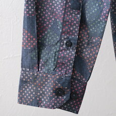 ベンシャーマンメンズ長袖シャツトロピカルジオ花柄シャツBenSherman19SS新作ダークブルーレギュラーフィットプレゼントギフト
