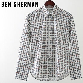 ベンシャーマン メンズ 長袖シャツ アイビーロゴ Ben Sherman スノーホワイト レギュラーフィット ギフト トラッド