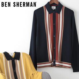 ベンシャーマン メンズ ニット Ben Sherman モッド ボタン スルー ニットポロ 20s 2色 ダークネイビー ディジョン ギフト トラッド