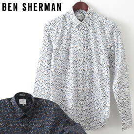 ベンシャーマン メンズ 長袖シャツ 花柄シャツ フローラル Ben Sherman 20s 2色 オフホワイト ミッドナイト 花柄 フラワー スリムフィット ギフト トラッド