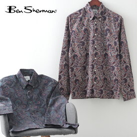 ベンシャーマン メンズ 長袖シャツ ラージペイズリー プリントシャツ Ben Sherman 2色 ポート シエナ ギフト トラッド