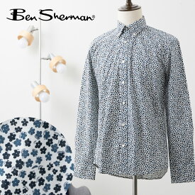 ベンシャーマン メンズ 長袖シャツ ディツィーフローラルプリント 2023aw 新作 スノーホワイト Ben Sherman レギュラーフィット レトロ ボタンダウン コットン フラワー 男性 ギフト トラッド