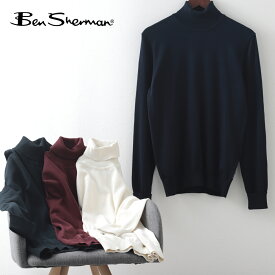 ベンシャーマン Ben Sherman コットン ロールネック セーター 20s ブラック ダークネイビー アイボリー ポート 4色 メンズ プレゼント ギフト