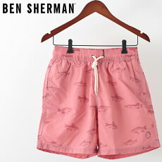ベンシャーマンメンズ海パン水着スイムショーツフィッシュBenShermanリボンレッドモッズプレゼントギフト
