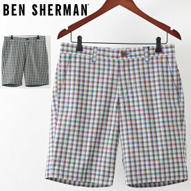 ベンシャーマン メンズ ハーフパンツ Ben Sherman ハウスギンガムチェック ドーンレッド ミディバルブルー テーラード ショーツ 短パン チェック ギフト トラッド