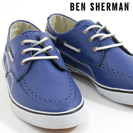 ベンシャーマン Ben Sherman デッキシューズ シューズ スニーカー 本革レザー ブルー メンズ ギフト モッズファッション トラッド