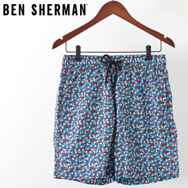 ベンシャーマン メンズ 海パン 海水パンツ 水着 スイムショーツ デジタルボタン Ben Sherman ミディバルブルー モッズ ギフト トラッド