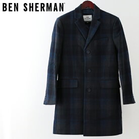 ベンシャーマン Ben Sherman チェスターコート コート チェック ウール ロングコート ダークグリーン メンズ ギフト トラッド