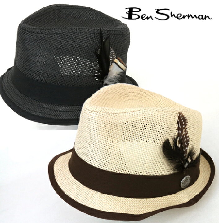 楽天市場】ベンシャーマン Ben Sherman 麦わら 帽子 中折れ ソリッド 