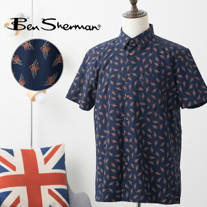 Ben Sherman �x���V���[�}�� �����V���c �A�[���f�R�� �V���c �v�����g �N���V�b�N�t�B�b�g �_�[�N�l�C�r�[ ���� �R�b�g�� �M�t�g ���b�Y �{�^���J�� �g���b�h �����Y
