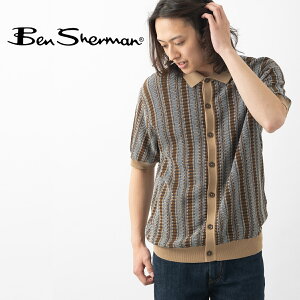Ben Sherman �x���V���[�}�� �����j�b�g�V���c �j�b�g�|�� �_�[�N�l�C�r�[ �I�[�K�j�b�N�R�b�g�� �X�g���C�v �M�t�g ���b�Y �{�^���X���[ �g���b�h �����Y