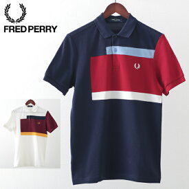 フレッドペリー メンズ ポロシャツ ポロ Fred Perry アブストラクト パネル 2色 スノーホワイト カーボンブルー 正規販売店 トラッド