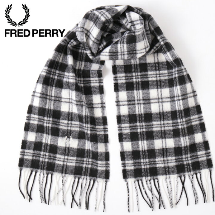 楽天市場 フレッドペリー メンズ タータンスカーフ マフラー ラムウール モッドスコット Fred Perry 180 25cm ユニセックス 男女兼用 ブラックホワイト レディース ギフト 正規販売店 トラッド Clozest モッズメンズレディース