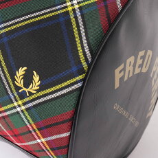 フレッドペリーバレルバッグトートバッグタータンチェックメンズ26×45×25cmFredPerryブラックタータン21SS新作レディース男女兼用プレゼントギフト正規販売店トラッド