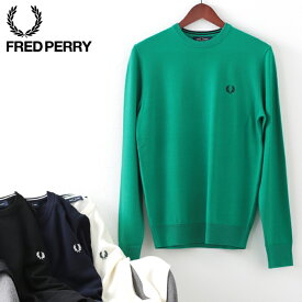 フレッドペリー メンズ セーター メリノウール クルーネック Fred Perry 4色 ブラック ダークカーボン ライトエクルー エレクトリックグリーン 正規販売店 ギフト トラッド