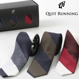 SALE セール ピュアシルク100% ネクタイ 3本セット Quit Running ボールドストライプ 3種類 シルク ネクタイ ハンドメイド クイトランニング メンズ 英国ブランド ロック 個性的 音楽 男性向け ギフト 祝い 卒業式 トラッド