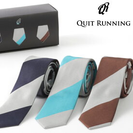 SALE セール ピュアシルク100% ネクタイ 3本セット Quit Running ストライプ 3種類 シルク ネクタイ ハンドメイド クイトランニング メンズ 英国ブランド ロック 個性的 音楽 男性向け ギフト 祝い 卒業式 トラッド
