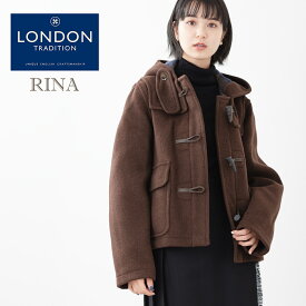 LONDON TRADITION レディース オーバーサイズ ダッフルコート RINA 特注 ショート丈 21s 新作 ヒッコリー 秋冬 英国製 ウール ロンドントラディション リナ 上着 MADE IN ENGLAND トグルボタン ギフト 厚手 防寒 トラッド