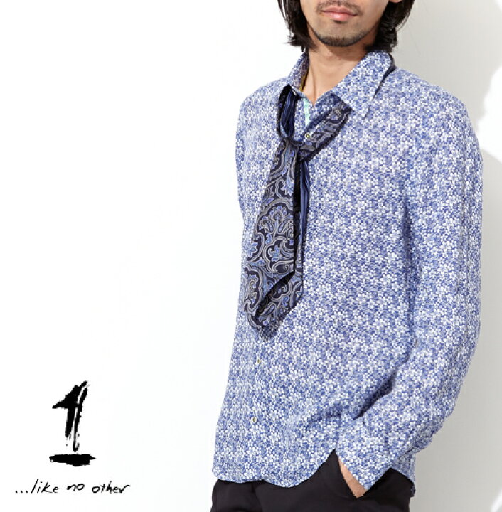 楽天市場 セール Sale 1 Like No Other 長袖シャツ Banditaccia Hi Brand 英国ブランド 花柄 メンズ Flower Shirt バンディタッチャ フラワー リネン ちりめん 長袖 シャツ インディゴ モッズファッション 1like2332s S M ギフト トラッド Clozest モッズメンズ