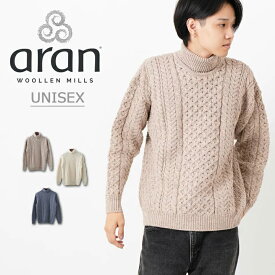 ARAN WOOLLEN MILLS タートルネックセーター ユニセックス レディース メンズ トラディショナル ポロネック アラン ウーレンミルズ メリノウール ホワイト ブラック ネイビー グレー ローゲージ キャレイグ・ドン CARRAIG DONN トラッド