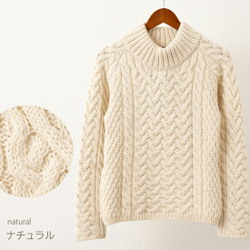 ARAN WOOLLEN MILLS レディース セーター アラン ウーレンミルズ メリノウール ハイネック セーター ホワイト ベージュ パープル ローゲージ ニット ギフト キャレイグ・ドン CARRAIG DONN トラッド